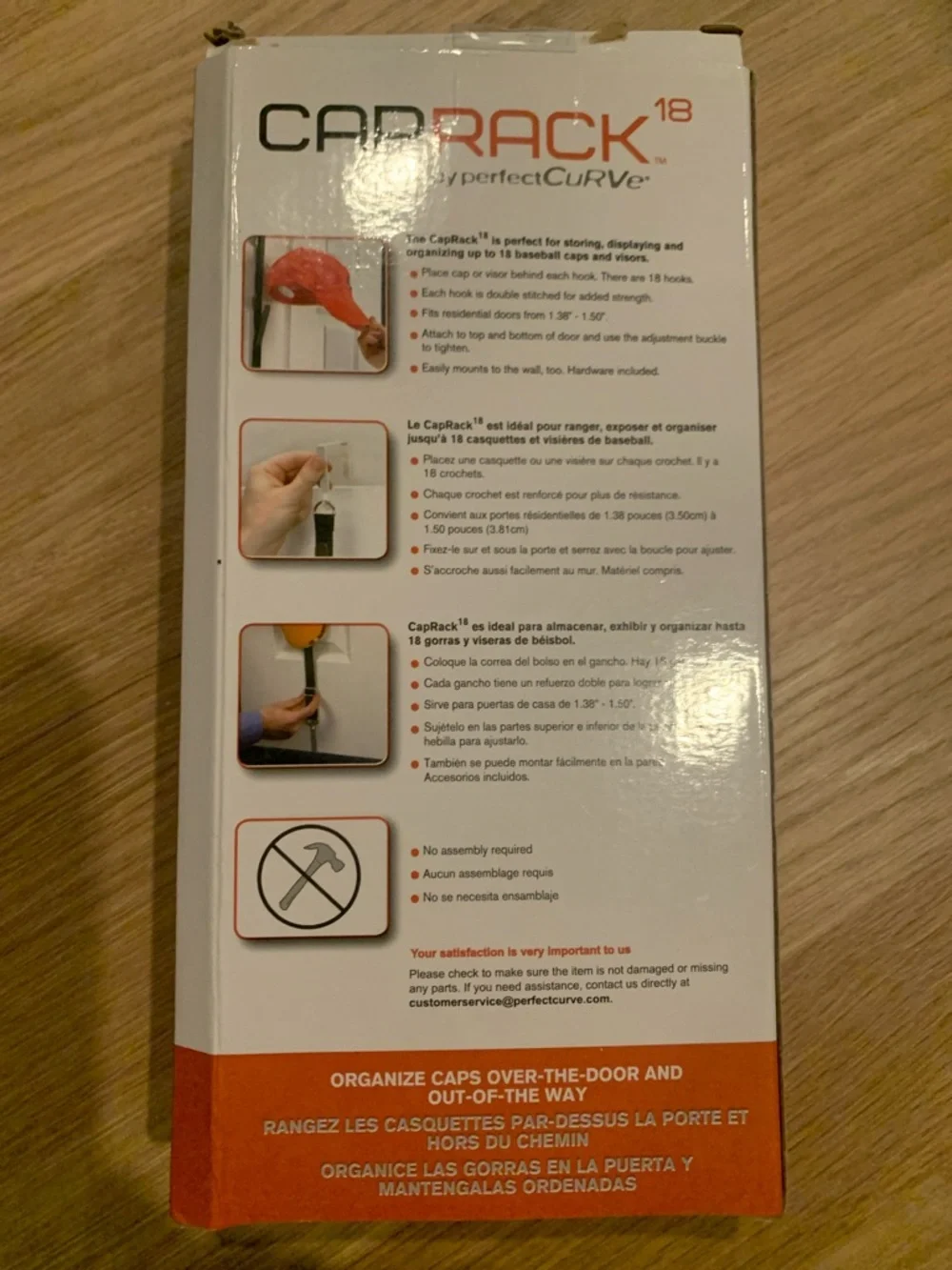Perfect Curve Cap Rack | Over-The-Door Hat Organizer | Holds 18 Caps
